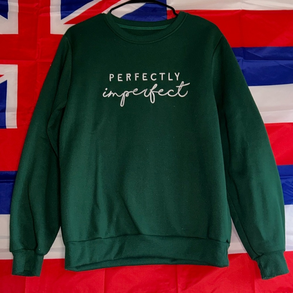 Letter Print Sweatshirt Fleece layered